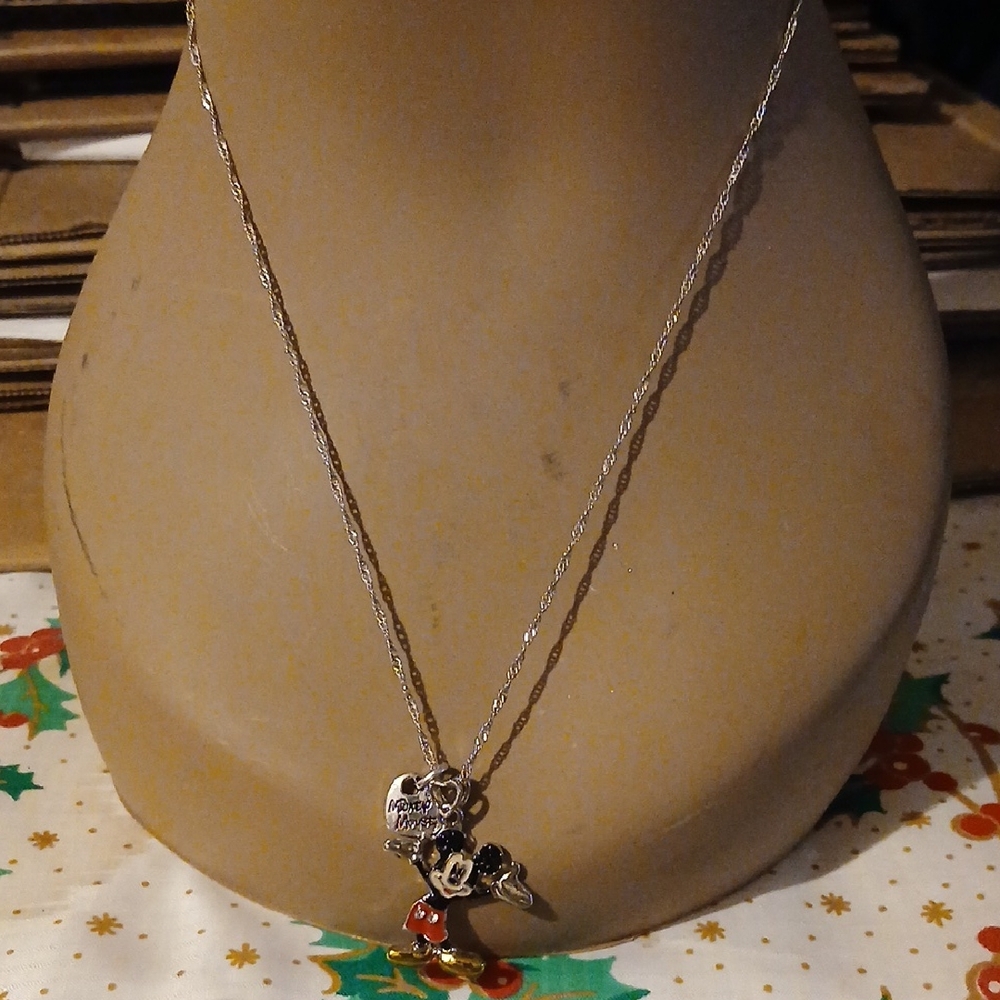 Silver  Mickey Mouse Charm Necklace